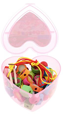 Ysyqkn Fädelperlen Lernspielzeug Lacing Holzperlen Feinmotorik Motorikperlen Sortierspiel für Kinder Unterwegs Mitbringsel, Obst