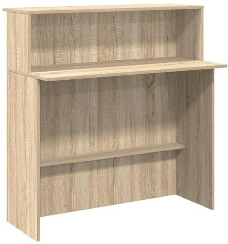 Mhdvray Bancone per ricevimento in rovere Sonoma, 100 x 50 x 103,5 cm, in legno, stabile bancone con mensola per ufficio, studi di cosmesi e uffici, bancone moderno