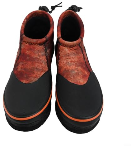 Chaussures de pêche en feutre néoprène de 3 mm avec clous en acier, pour la pêche sur roche, la randonnée, le camping, bottes de pataugeoire antidérapantes Orange