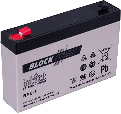 intAct AGM Batterie 6V 7,5 Ah, BP6-7, Wartungsfreie VRLA AGM Batterie, Anwendung als Versorgungs- oder Antriebsbatterie, Abmessungen: 150x34x100 mm