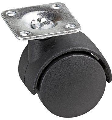 Metafranc Doppelrolle Ø 50 mm - 38 x 38 mm Platte - Kunststoff-Rad - Weiche Lauffläche - Gleitlager - 35 kg Tragkraft / Transportrolle / Möbelrolle / Containerrolle / 800110 | 38 x 38 mm Platte – Weiche Lauffläche – Gleitlager – Transportrolle – Möbelrolle – Containerrolle – für Möbel
