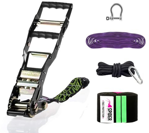 SPIDER SLACKLINE 16101 Slackline Doppelknarre XXL - Mandingo Kit, schwarz, 40 cm