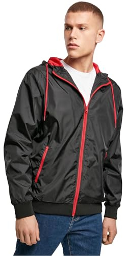 Build Your Brand Windrunner för män, Blk/röd, 3XL