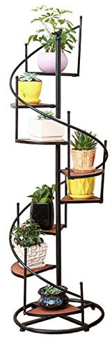 Blumentopfhalter 6/8 Tiers drehen Leiter Blumen Racks mit Holz und Eisen Metall - Garten Treppen Blumentöpfe Halter Indoor Storage Ecke Regal für Wohnzimmer/Balkon Blumentreppen