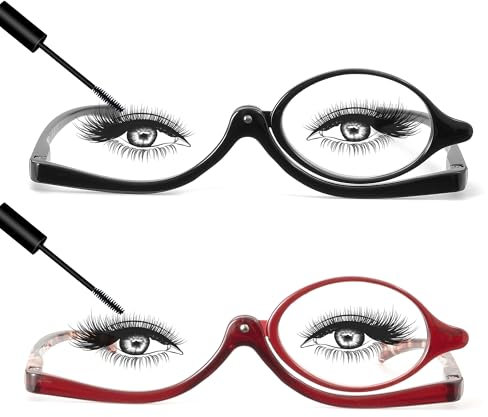 JM 2 Paar Makeup Lesebrille Vergrößern Flip nach unten Kosmetik Leser Für Damen +2.5