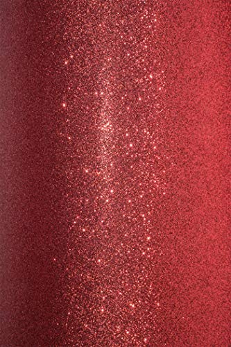 Netuno 5 Blatt Glitzer Karton Rot DIN A4 21 x 29,7 cm 210g Aster Glitter roter Karton glänzend Bastelbogen mit Glitzer zum Basteln und Dekorieren für Weihnachten Ostern Hochzeit Geburtstags-Party