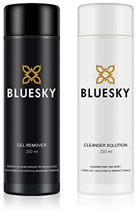 Bluesky Acetone Gel Nail Polish Remover and Nail Prep Cleanser Set, Isopropyl Alcohol Cleaner, Residue Wipe Off Sticky Layer Remover, 250ml