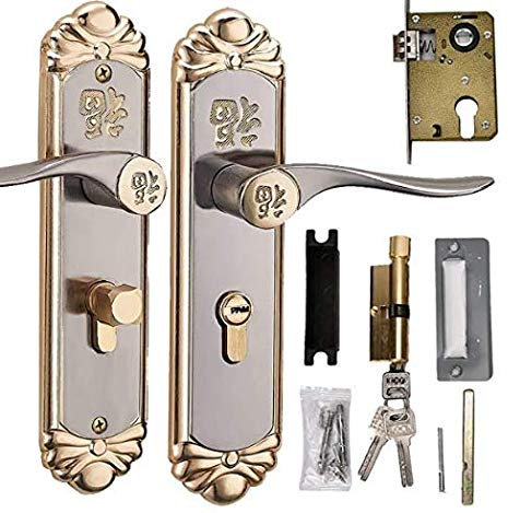 Set di Maniglie per Porte, Leva per Maniglia per Porta, Maniglia per Interni Durevole Europea, Cilindro per Serratura per Porte Interne con Chiavi, per Porte in Legno o Porte della Camera da Letto
