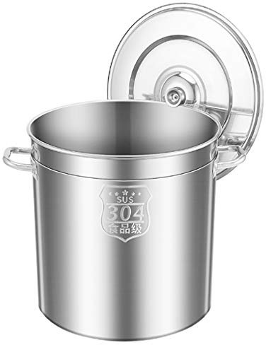TGBYW 304 Edelstahl-Lagertopf, Kommerzieller/Haushalt Verdickter Suppentopf, Kochtopf Mit Deckel, Für Gasherd/Induktionskocher (6-93L) (Size : 20L)