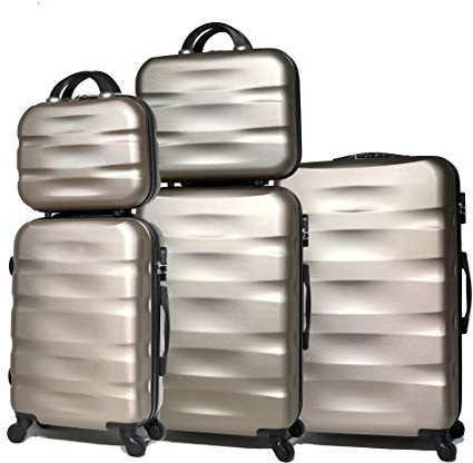 CELIMS - Koffer New Parent, Champagner (5806), Lot de 3 Valises & 2 Vanity, Set mit 3 Koffern & 2 Kosmetikkoffern