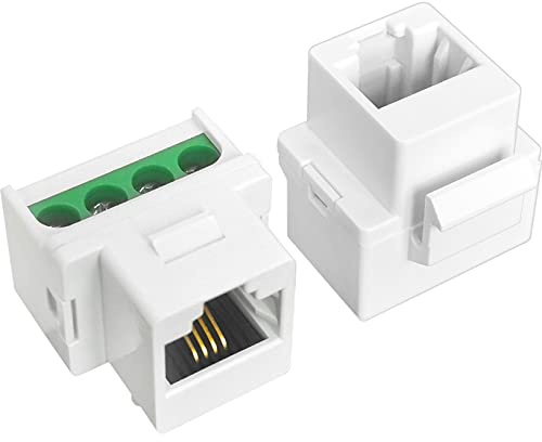 NECABLES 2Pack RJ11 Screw Jack CAT3 Telephone Keystone Jack with Screw Terminal on Breakout Board 4 Screws to RJ11 6P4C Female White