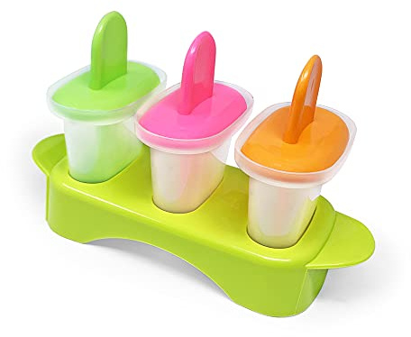 Classic Frozen Ice Cream Mould DIY Silicon Popsicle Grape Sticks Popsicle Tray Maker Frozen Ice Cream Cube Sticks Lolly Mould Kitchen Cakesicle (Pack of 3 - Ice Popsicle Maker)