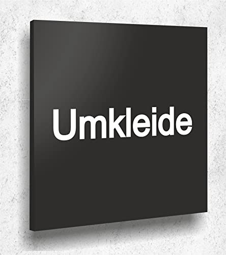 Türschild UMKLEIDE Schild Schwarz Matt UV Druck 12 x 12cm - 3mm Aluverbund- Made in Germany Art.Nr. A 2058