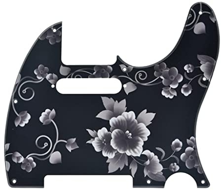 KAISH 8 Loch 3D gedruckt Tele Stil Gitarre Kunststoff Pickguard TL Pick Guard Schlagbrett für USA/Mexiko Telecaster Blumenmuster mit Tonabnehmer Montage Schraubenlöcher