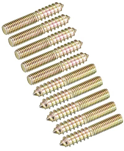 sourcing map M8 x 50 mm Stockschrauben, 12 Stück doppelseitige Gewinde-Dübelschrauben für Holzmöbel