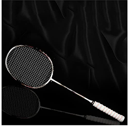 Badminton Schläger Professionelle Badmintonschläger Full Carbon 10U Männer und Frauen Einzelner Schuss Wettbewerb Ausbildung Beleidigungskohlefasergriff Badminton Schläger Set (Size : White)