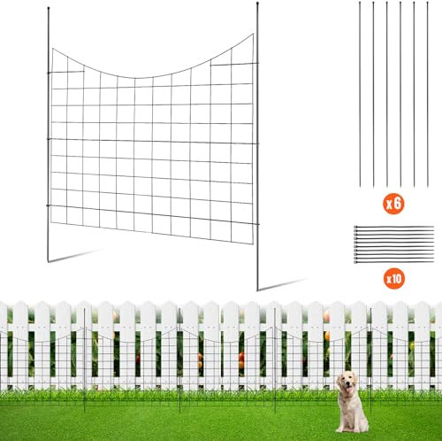 VEVOR Recinzione da Giardino in Metallo 75x93 cm da 5 Pezzi Barriera per Animali Domestici Senza Scavo Spaziatura dei Picchi 3,81cm, Recinzione Decorativa in Metallo 5 Pz per Giardino Cortile Aiuola