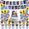 YCWSSB 44 Stück Wis Geburtstagdeko,Jungen Mädchen Birthday Decorations,Kinder Geburtstag Deko,Banner,Latexballon,Cupcake Toppers