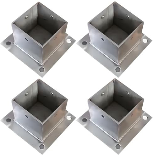 Pfostenschuh for Holzgeländer, quadratischer Pfostensockel, 2x2, 4x4, 5x5, 6x6, 8x8, mit Beschlägen, for Briefkasten, Pergola und Deck, Pfostenanker aus Edelstahl ( Color : 120x120 mm(4.7x4.7 in) , Si