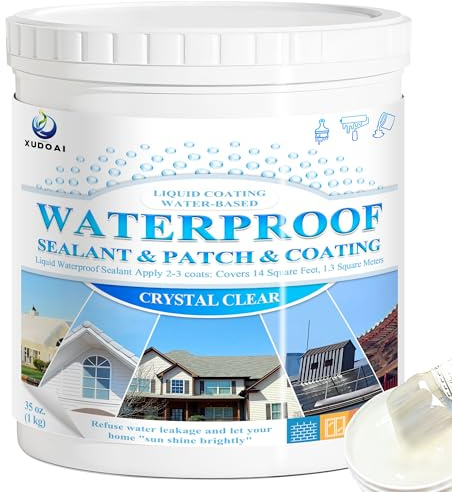Transparenter Wasserdichter Beschichtungsmittel 1kg Universalabdichtung | Feuchtigkeitssperre Wasserdichte Isolier-Dichtstoff-Emulsion Dachrinne Abdichten Garten, Dächer, Wände Anti-Leckage