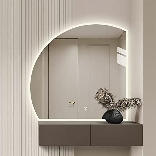 Specchio da Parete per Bagno,Specchio da Bagno dimmerabile Intelligente,Specchio da Parete antiappannamento,Specchio per Trucco a Mezzaluna,specchi retroilluminati per Soggiorno d'ingresso,SPE