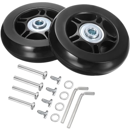 QUARKZMAN bagagehjul ersättning gummi svängbara hjul med kullager reparationssats för väskor inline utomhus skridskoåkning, set, svart, 70 x 19 mm, Klassisk
