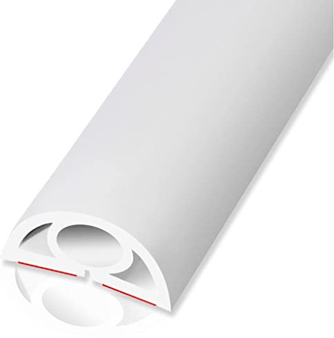 Bodenkabelabdeckung, 10 Fuß Bodenkabelmanagement, 2 cm Breite, einfach zu installierender Bodenkabelschutz, langlebiger Weich-PVC-Draht-Organizer und Versteck, für Zuhause, Büro, Garage/weiße Farbe/