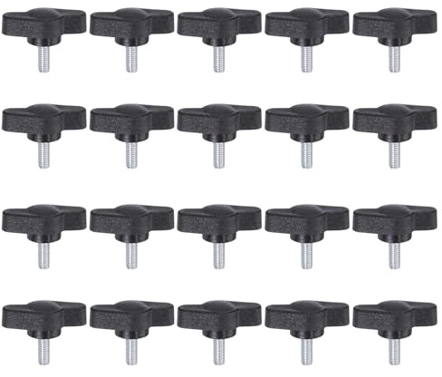 QUARKZMAN 20 Stück Rändelschrauben mit T Flügelknöpfe M4 x 10mm Kunststoff T-Kopf Gewindebolzen Klemmschraube Flügelschraube Haltegriffe 27mm Klemmknopf Daumenschrauben für Maschine, Schwarz