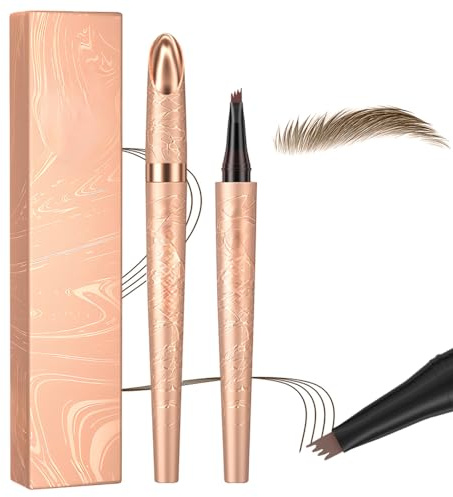 2024 Neu 3D Wasserdichter Augenbrauenstift, Langanhaltenden Microblading Augenbrauenstift mit 4 Gabelspitzen Applikator, Magischer Eyebrow Pencil Mühelos Natürlich Aussehende Brauen (1#-Hellbraun)