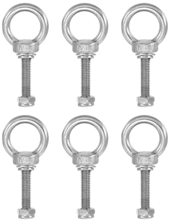 PATIKIL Ringschraube, M6x35 304 Edelstahl ösenschraube mit Innengewinde und Sechskantschraube, Mutter, Unterlegscheibe für das Aufhängen und Sichern von Ketten, Drahtseilen, 6 Sets