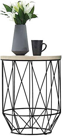 CAFIEDR Couchtisch, Beistelltisch aus Metall, Balkontisch, Kleiner runder Tisch aus Holz, Blumentisch, Sofa-Beistelltisch, Kleiner Couchtisch, Ecktisch -45 cm * 45 cm *