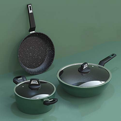 Cooking Pot, Frying pan,Kitchenware Set Complete Set of Household Combination Induction Cooker Gas Three-piece Non-stick Cooking