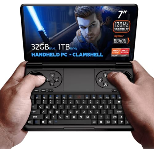 GPD Win Mini 2024 Handheld Gaming PC, AMD Ryzen 7 8840U, 8C/16T bis zu 5,1GHz, Radeon 780M GPU, 32GB LPDDR5 RAM, 1TB NVMe SSD, 7 1080p 120Hz Touchscreen, Wi-Fi 6