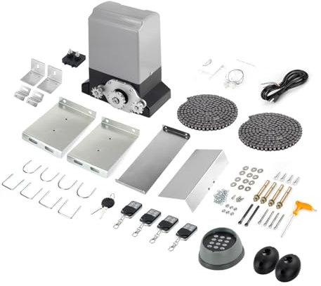 Kit apriporta elettrico automatico for cancello scorrevole da 1500Kg 550W Kit for operatori for porte for cancelli motore a corrente alternata con 4 telecomandi + controllo APP,Sicurezza Affidabile