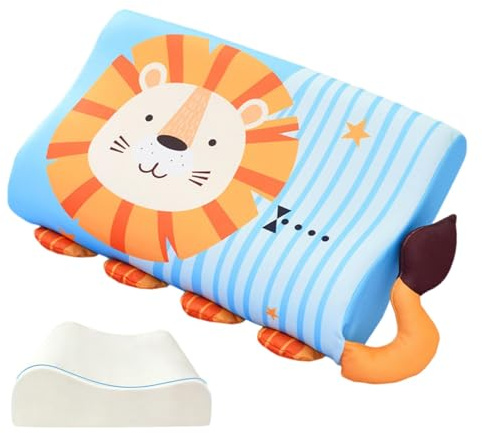 Xijobido Schlummerkids Kissen, 45x27cm Calmly Kinderkissen, Niedliche Tiere Schlummerkids Kinderkopfkissen, Einzigartige Tiere Schlummerkissen Kinder, Ergonomisches Kinderkissen Für Junge & Mädchen