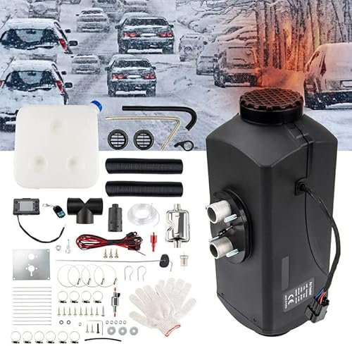 12 V 2 kW Luft-Dieselheizung, tragbares Standheizungsset, Nachtheizung mit LCD-Schalter und Fernbedienung, Schalldämpfer und 10-l-Kraftstofftank, leise Dieselheizung für PKW, LKW, Boot, Anhänger, Wo