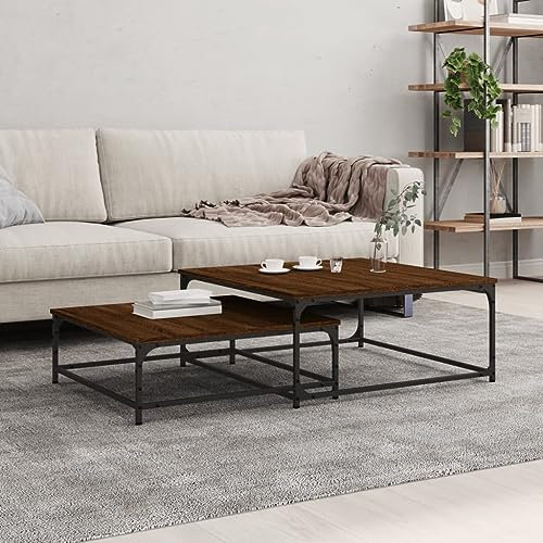 OHOOWOO Satztische 2 STK. Braun Eichen-Optik Holzwerkstoff,Moderne Satztische aus Holzwerkstoff: Vielseitig und platzsparend für das Wohnzimmer und mehr Couchtische, Kaffeetische