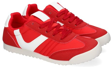 89511 Zapatilla Deportiva Casual para Mujer con Diseno Moderno y Detalles de Colores Que aseguran Estilo y Confort, Cierre de Cordoneras, Ideales para el Dia a Dia. Rojo Talla 37
