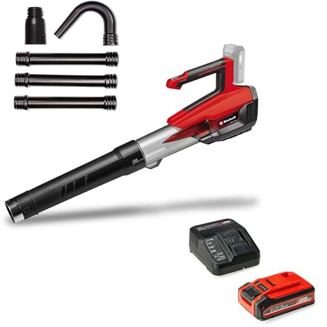 Einhell Akku-Laubbläser GP-LB 18/200 Li GK Power X-Change (18V, Axial-Impeller-Technologie, Blasleistung 670 m³/h, Dachrinnen-Reinigungsset, inkl. 4,0 Ah Akku & Ladegerät)