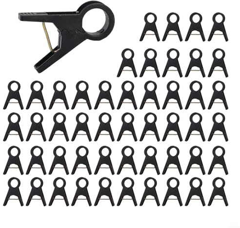 Wiederverwendbare Gartenclips aus Kunststoff, Set mit 50 Stützen zum Veredeln und Übertragen von Ästen (18 mm, schwarz)