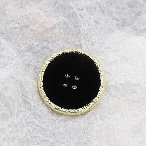 CLYDSA 10 Stück 17–25 mm Metallbeflockungsknöpfe, runde Metallknöpfe, Schwarze handgenähte, mit Stoff überzogene Knöpfe für Pullover, Strickjacken, Mäntel, dekorative Knöpfe