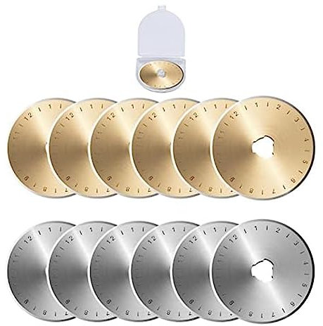 reamhome Paquete de 12 Cuchillas de Corte Rotativo con Caja de Almacenamiento, Cuchilla de Repuesto de 45 mm, para Manualidades, Arte, Bricolaje, Manualidades, Acolchado