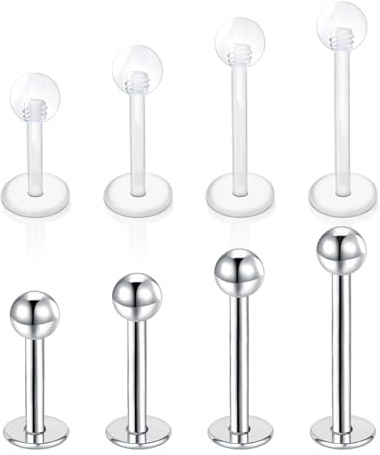 Besyvvin Lippenpiercing Labret Steckers 1,2mm Chirurgenstahl Plastik Piercing Lippe Helix Tragus Monroe Medusa Stecker Schmuck 4-12mm