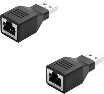 GINTOOYUN 2 PCS USB über Cat6 Adapter für Cat 6/6e/5/5e USB über Ethernet Extender auf Rj45 Adapter für Laptop, kompatibel mit Computern, Mobiltelefonen, Tastaturen, U Disks, Druckern