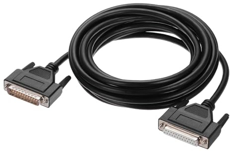 QUARKZMAN Cable Serial DB25 Aluminio 28AWG 16.4 Pies | Con Blindaje De DB25 Macho A Hembra Cable Serial Directo Para Comunicación De Datos