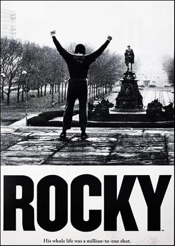 KUSTOM ART Quadro da Parete o da Tavolo Serie Locandine Film Celebri Rocky Sylvester Stallone Stampa Artistica su Legno 30x21
