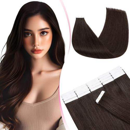MY-LADY Tape Extensions Echthaar 20pcs 30 cm Dunkel braun Remy Invisible Haar Tape In Haarverlängerung Natürlich 30g 12 Zoll #02 Glattes Echthaar Skin Weft Tape