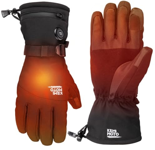 KEMIMOTO Beheizbare Handschuhe mit 2500mAh Akku, Elektrisch Winter Thermohandschuhe Herren und Damen für -10°C~ -5°C, Beheizte Winter Angelhandschuhe für Skifahren, Wandern