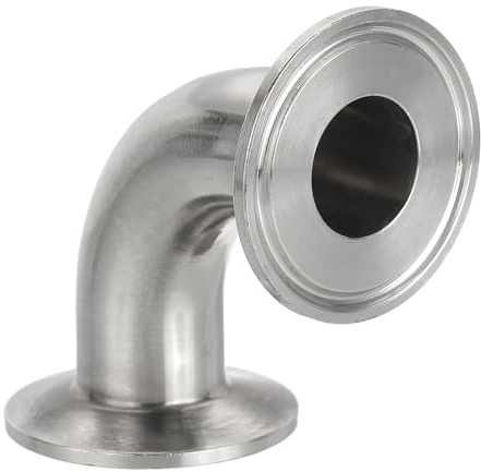 PATIKIL 90 Degree Elbow 1 (25mm) Tube OD,304 Stainless Steel Sanitary Pipe Fittings 1.5 Tri Sanitary Clamps 50.5mm Ferrule Flange OD for Dairy Beverage Plumbing Systems