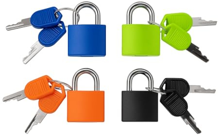 4 Pcs Luggage Locks with Keys - Travel Padlocks for Suitcase, Backpack, Locker, Gym Bag and Toolbox (Multicolour)